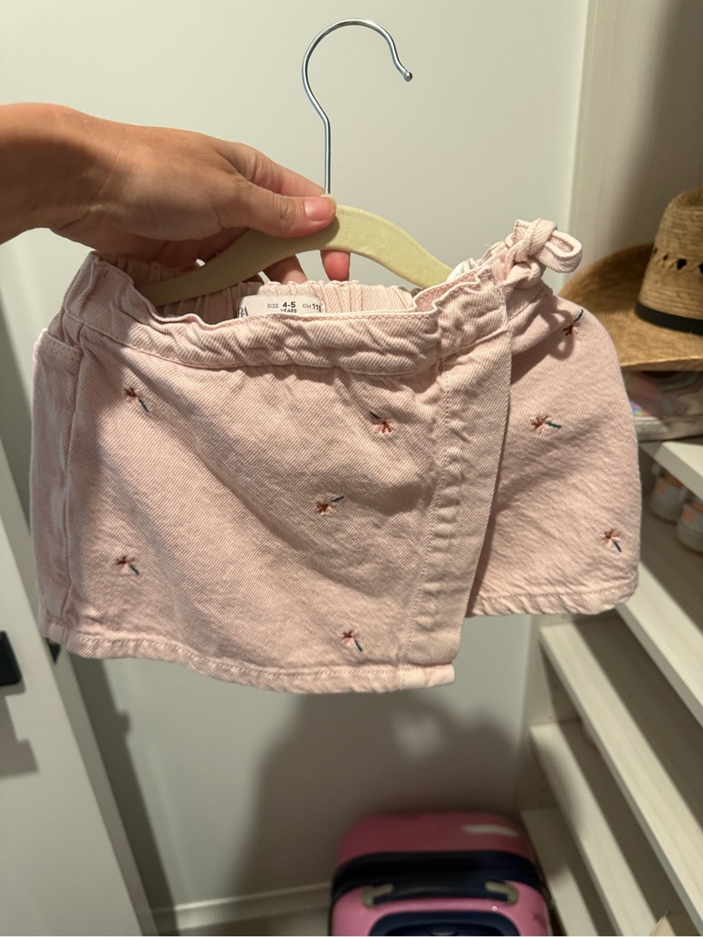 Zara Toddler Girlsr' Pink Embroidered Drawstring Skort